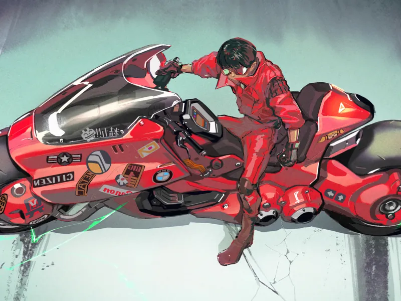 Kaneda Motocicleta derrapando
