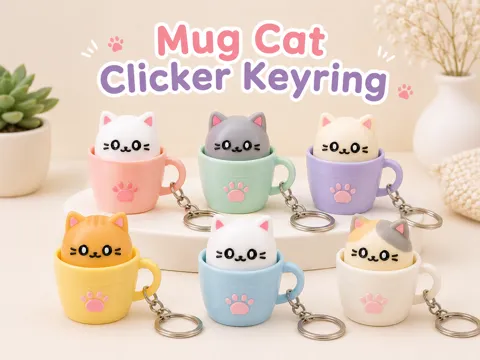Llavero: Mug Cat Clicker Keyring — referencia de MakerWorld