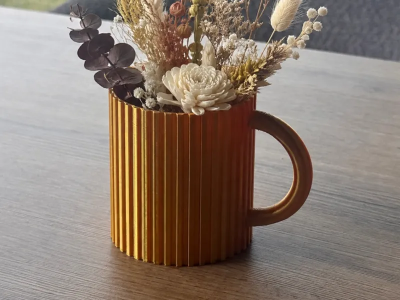 Ribbed Decorative Cup Mini Vase Modern Home Decor