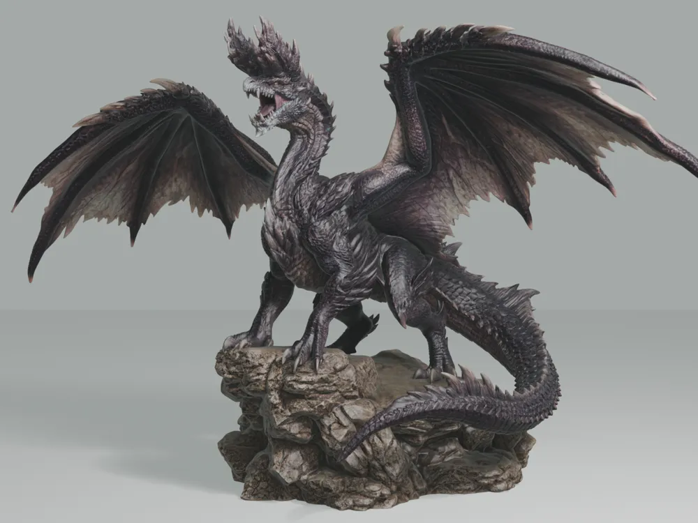 Escenografía en miniatura: Alatreon - Monster Hunter Diorama #042. Referencia del modelo original.