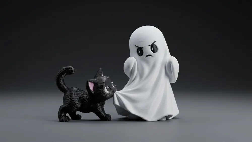 Grumpy Cat Version The Grumpy Ghost and the Curious Kitty - Free 3D Print Model - MakerWorld