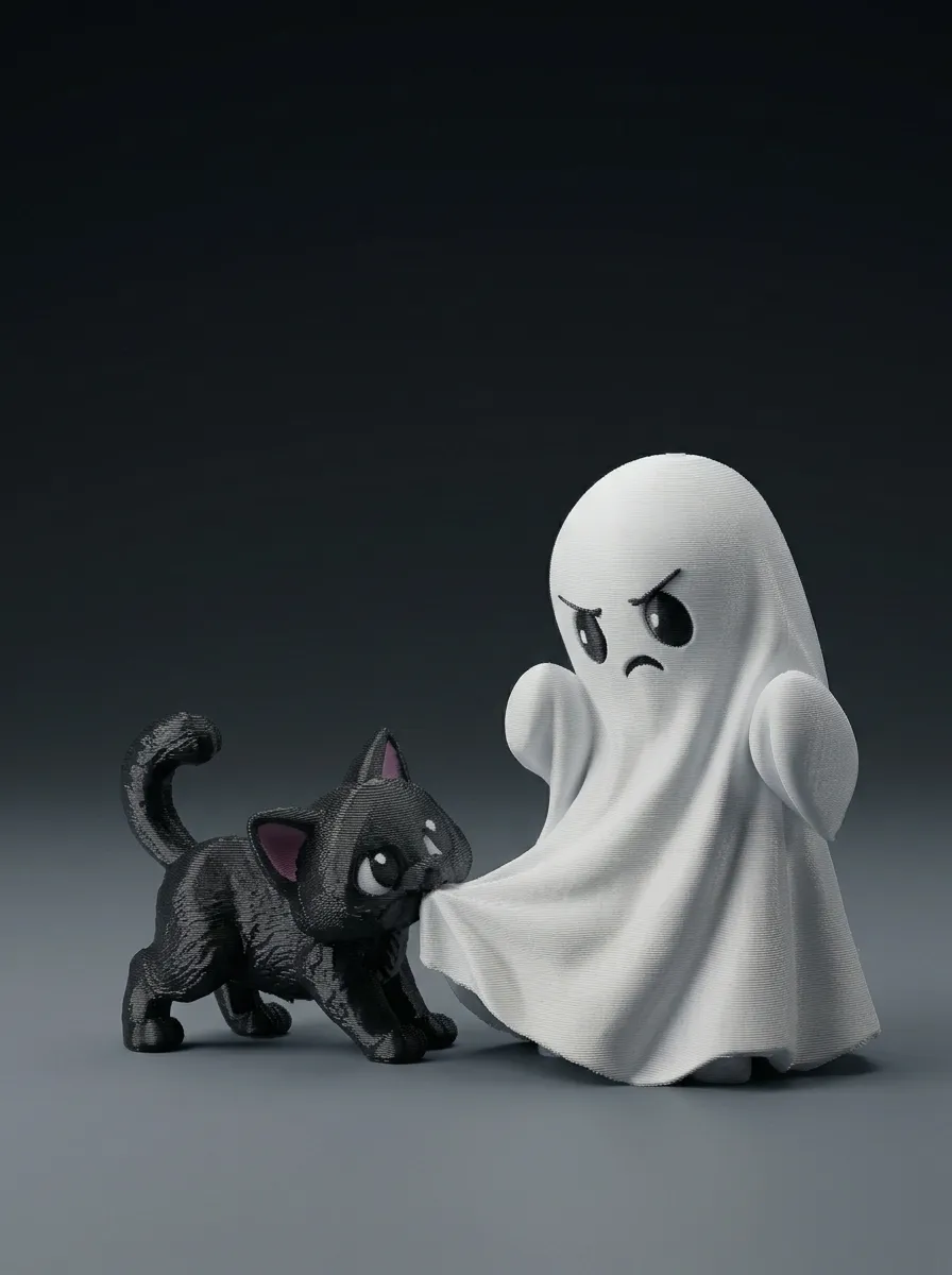 Grumpy Cat Version The Grumpy Ghost and the Curious Kitty - Free 3D Print Model - MakerWorld