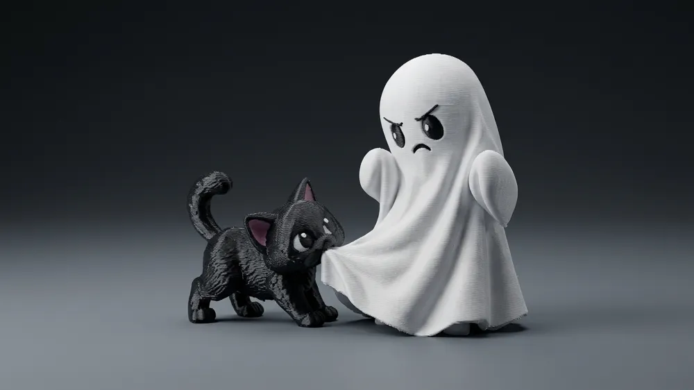 Grumpy Cat Version The Grumpy Ghost and the Curious Kitty - Free 3D Print Model - MakerWorld