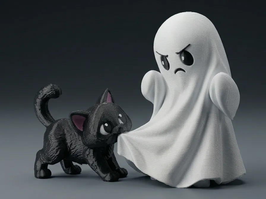 Grumpy Cat Version The Grumpy Ghost and the Curious Kitty - Free 3D Print Model - MakerWorld