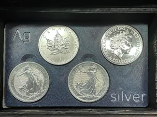 Silver 1oz coin, box liner