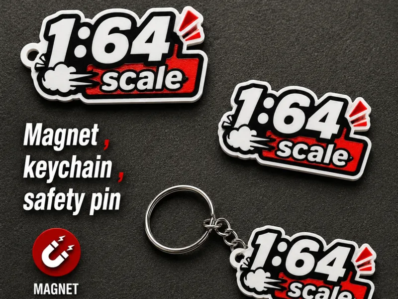1:64 keychain , magnet , safety pin !