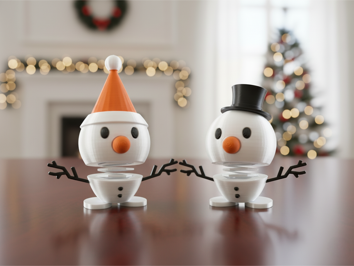Miniatura 1 do modelo 3D 圣诞弹簧小雪人