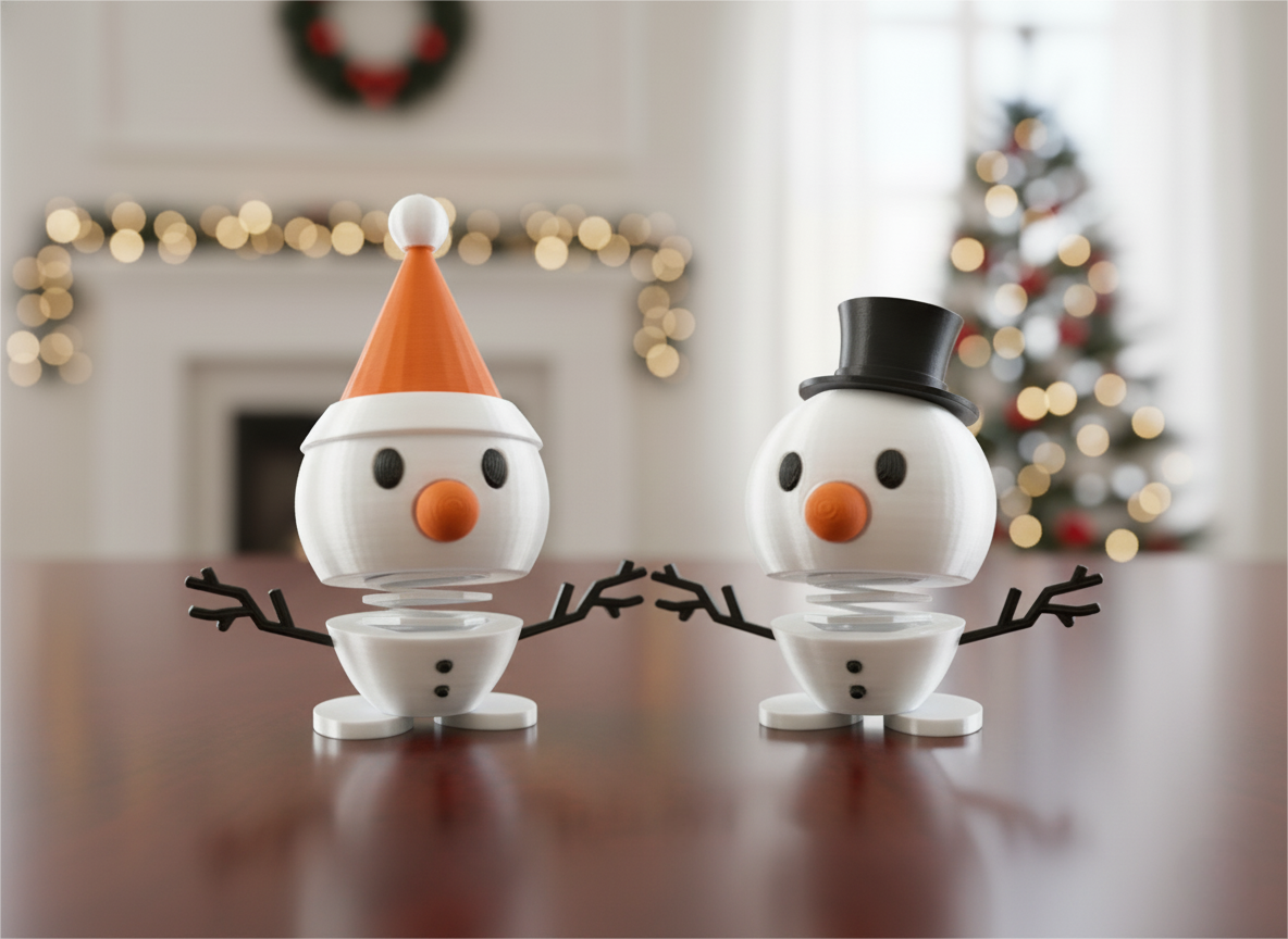 Miniatura 2 do modelo 3D 圣诞弹簧小雪人