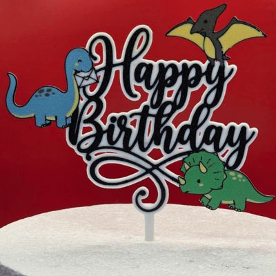 super cute Dino happy birthday cake topper