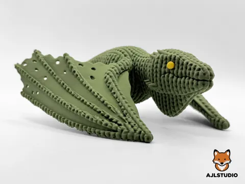 Adorno temático: Knitted Green Dragon - Knitted Collection — referencia de MakerWorld