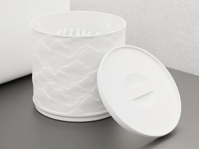 Wattestäbchen-Box mit Wolkenrelief, stapelbar