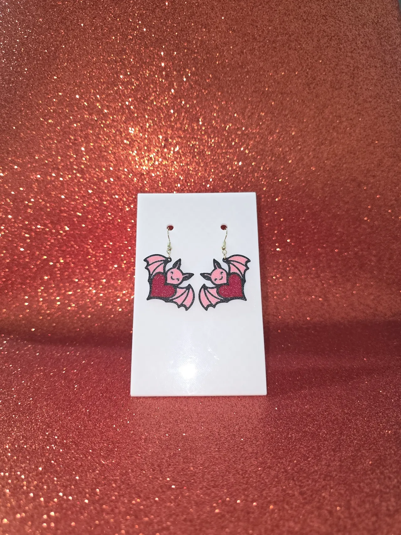 Tender bat heart earrings view 2