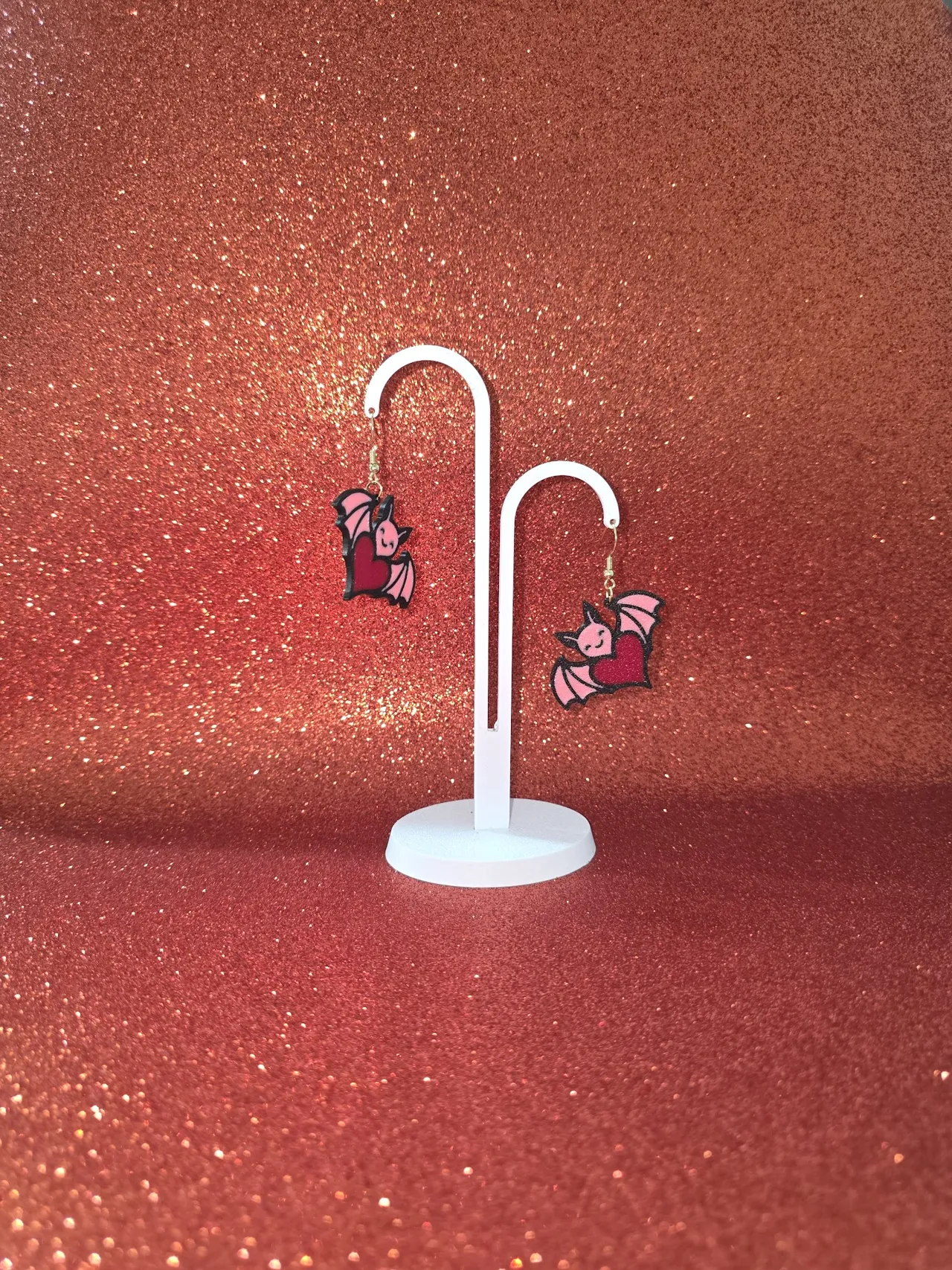 Tender bat heart earrings view 3