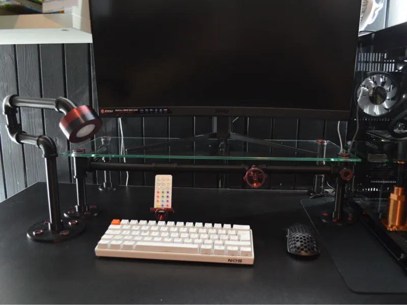 Black pipe industrial monitor riser