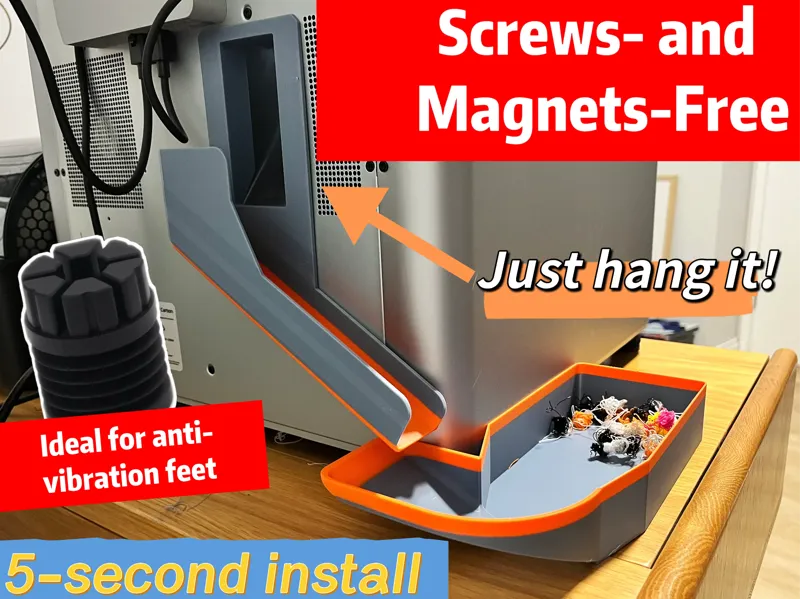 Hang-On Waste Chute: Screw-Free and Magnet-Free
