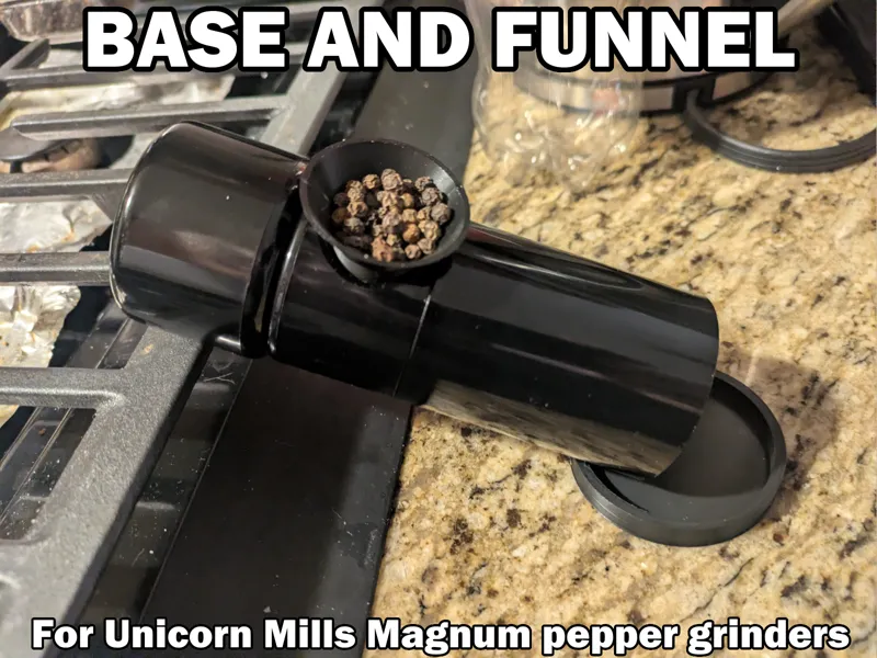 Base and Funnel For Unicorn Mills Pepper Grinders