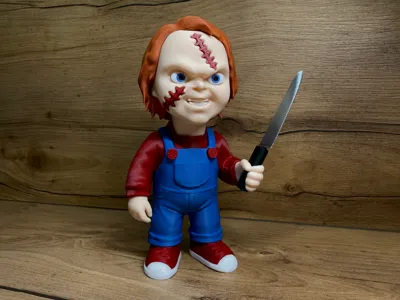 Action Figure Chucky (Brinquedo Assassino) - Colecionável 3D Chibi com Faca