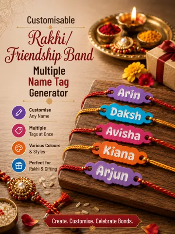 Modelo para impresión 3D: Custom Friendship / Rakhi Tag Multi–Name — vista de referencia 2
