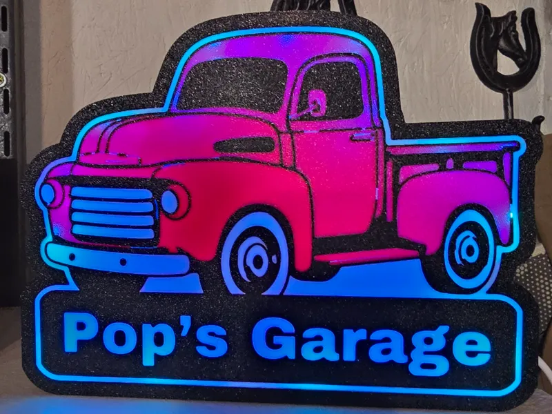 Red Truck Pop's Garage Light Box