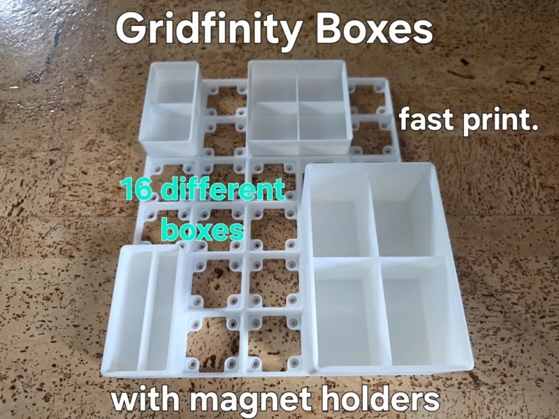 Gridfinity Boxes (with magnet holders)