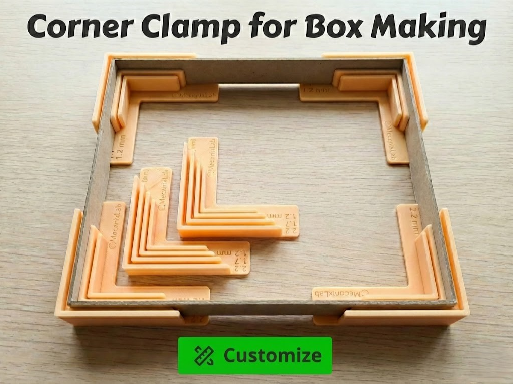 Customizable Corner Clamp for Box Making 1-3 Slots