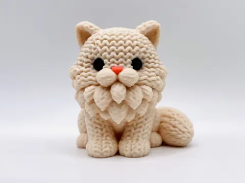 Letrero o emblema decorativo: Knitted Persian Cat — referencia de MakerWorld