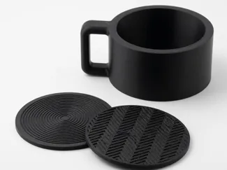 coasters with mug to store them in