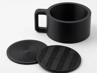 coasters with mug to store them in