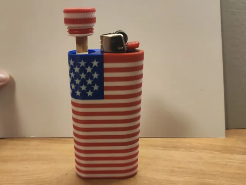 Patriotic Bic sleeve+ preroll/cone/cig storage