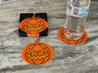 Halloween Jack O' Lantern Coaster Set