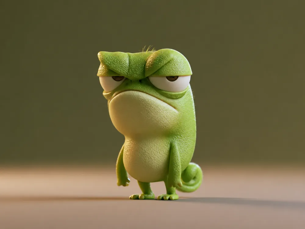 Modelo para impresión 3D: Grumpy Chameleon – 360° Moving Eyes. Referencia del modelo original.