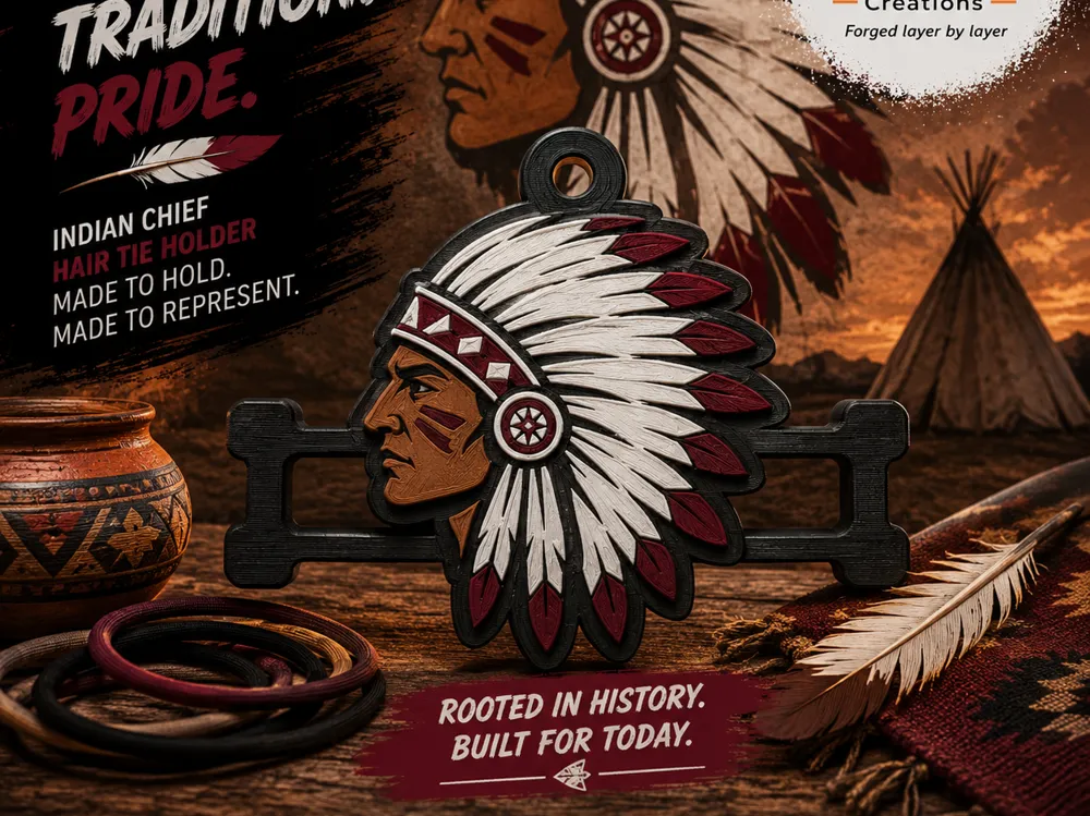 Accesorio para sujetar ligas de cabello: Indian Chief Hair Tie Holder Keychain. Referencia del modelo original.