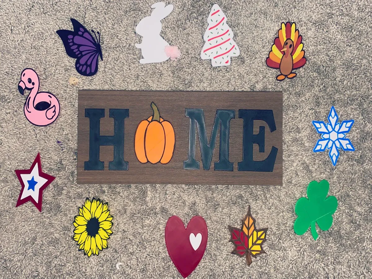 12-Month Interchangeable “HOME” Sign - Free 3D Print Model - MakerWorld