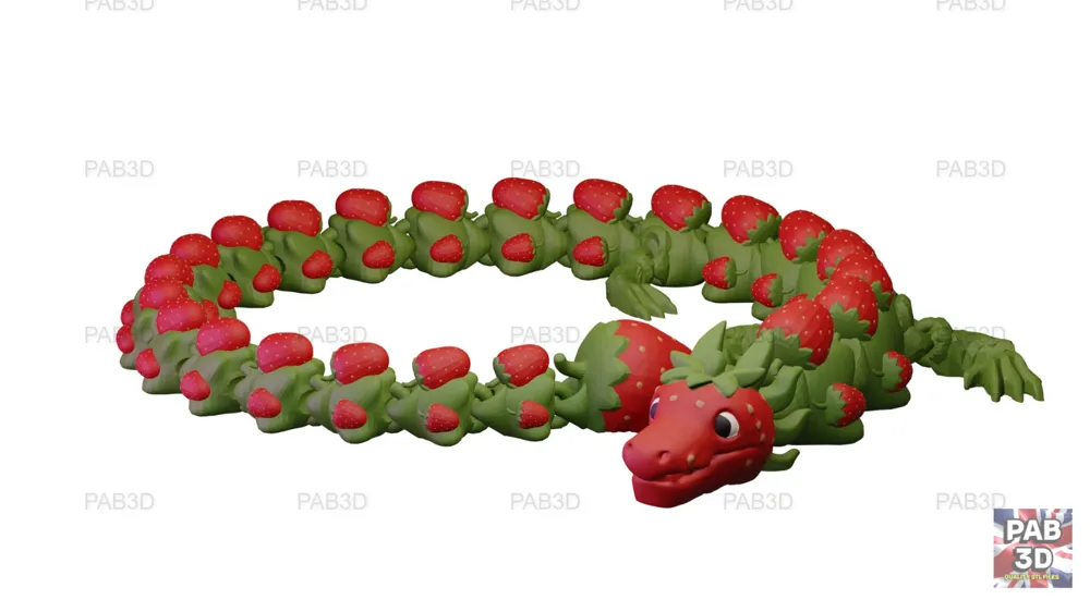 Articulated flexi dragon strawberry - Free 3D Print Model - MakerWorld