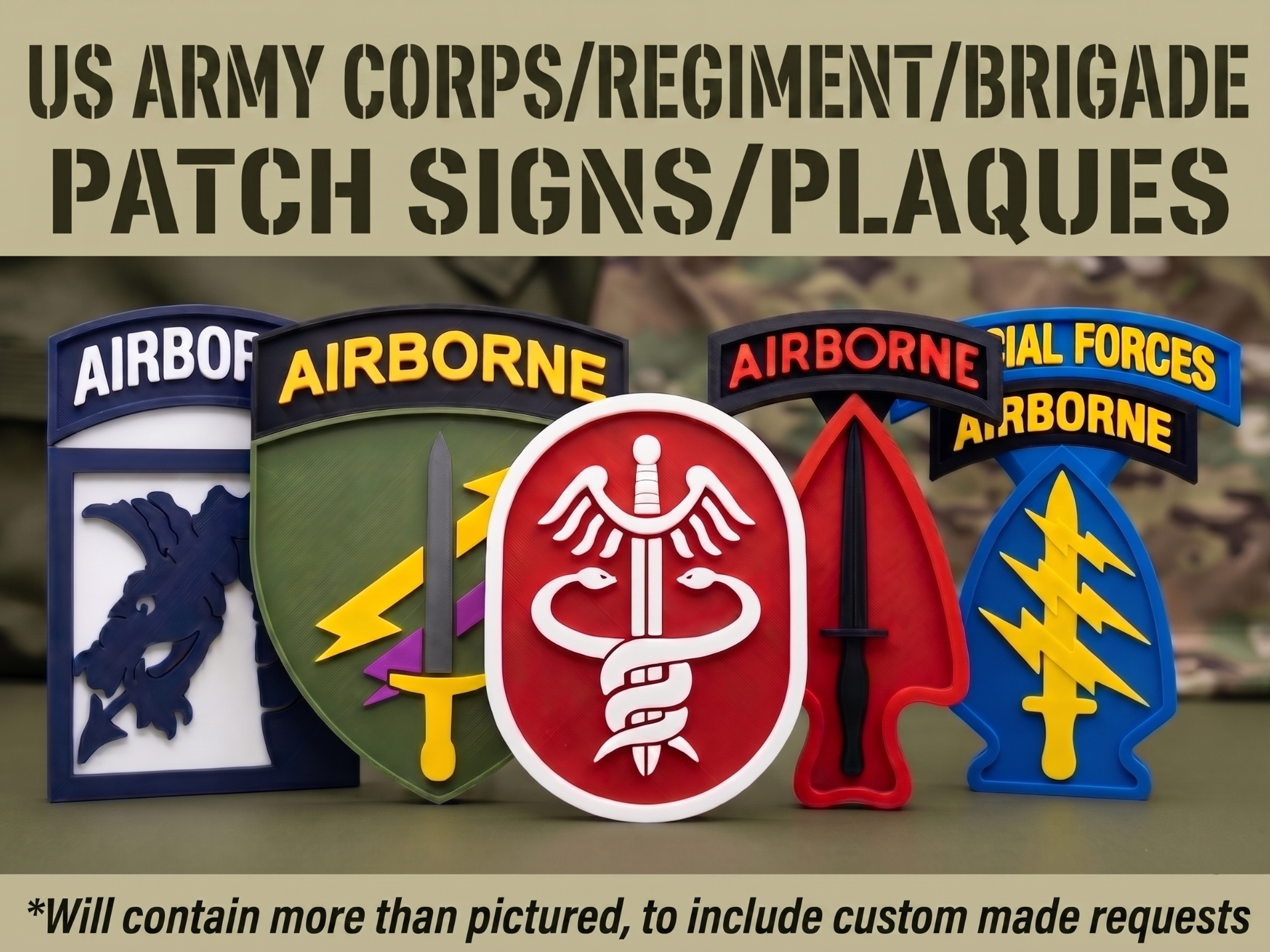 US Army Corps/Regiment/Brigade Patch Plaques/Signs