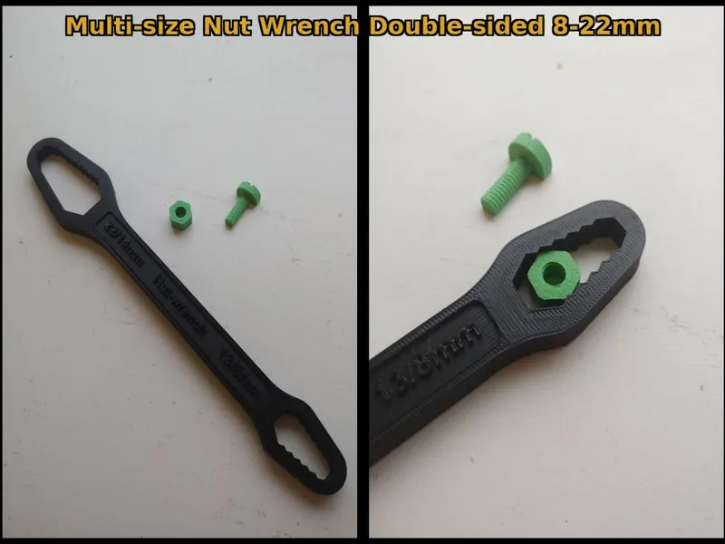 Multi-size Nut wrench: 8 to 22 mm