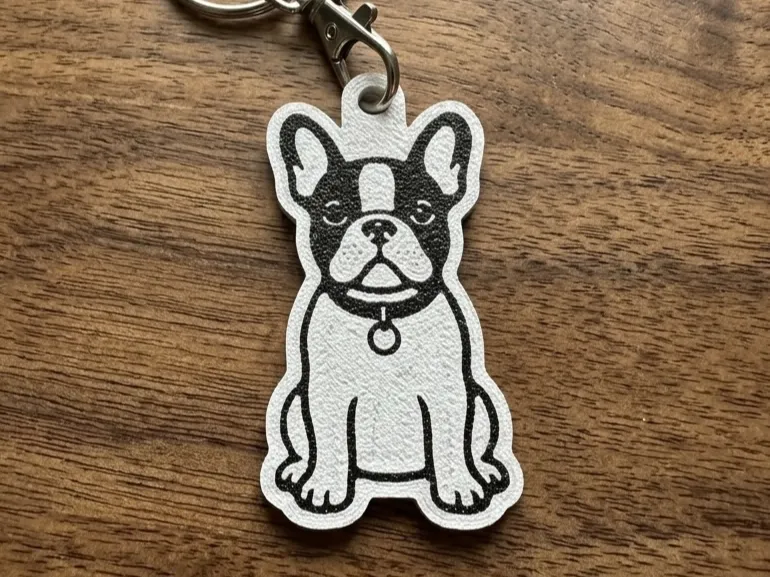 French Bulldog (Frenchie) Keychain - Modern B&W