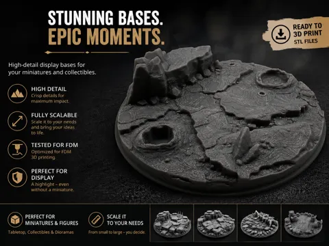 Escenografía en miniatura: Base|Terrain|Diorama - Rough Moon — referencia de MakerWorld