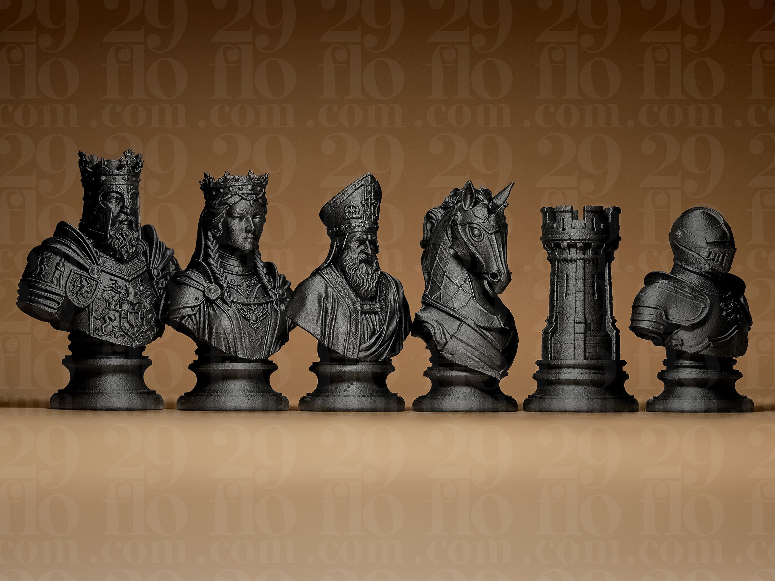 Miniatura 1 do modelo 3D Chess Set Medieval Stylized