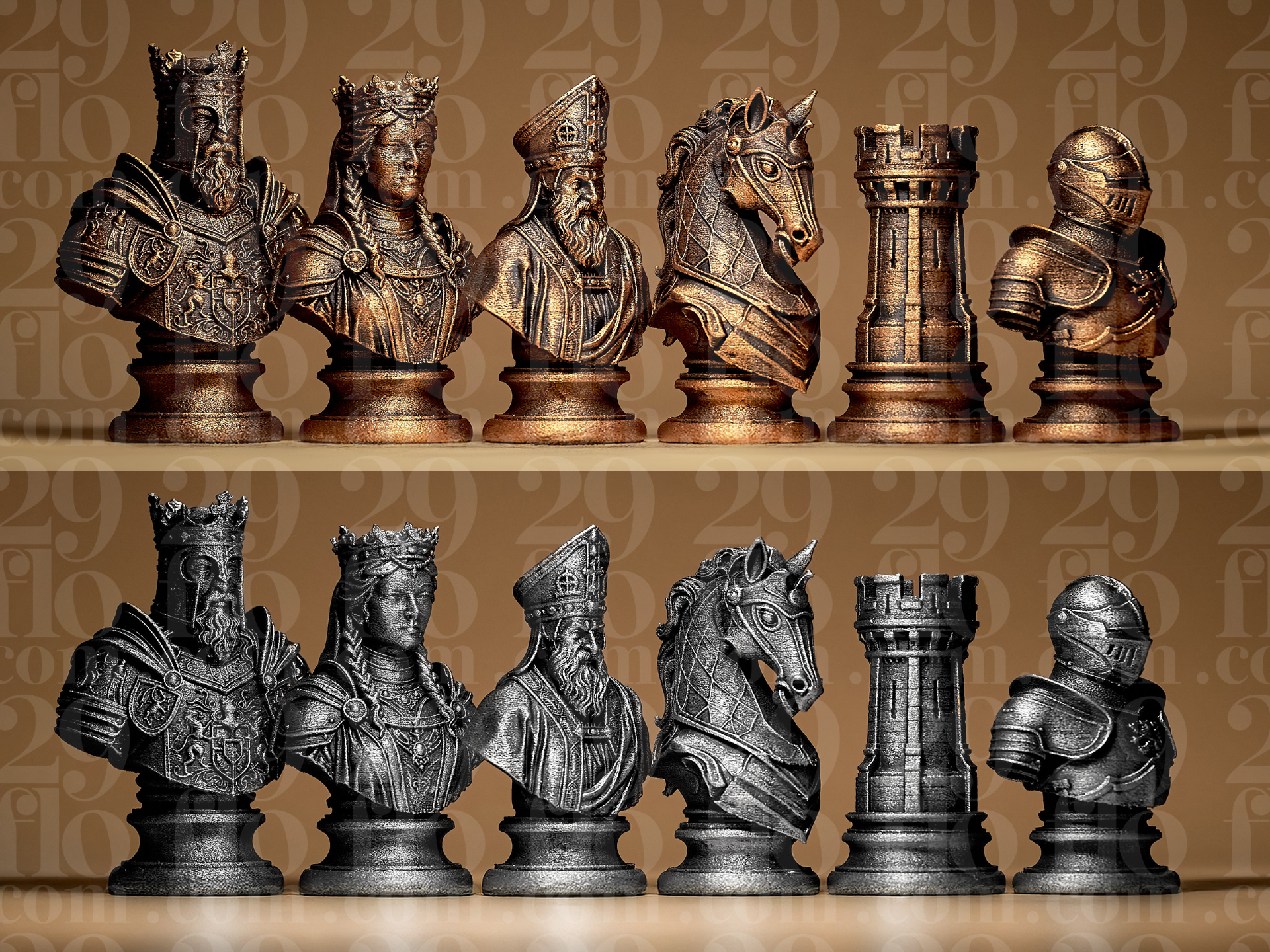 Chess Set Medieval Stylized