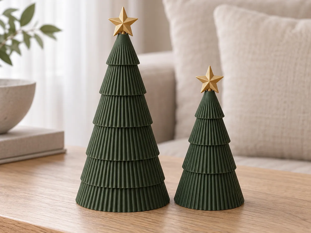 Moderne Weihnachtsbäume im Japandi-Stil mit Stern - 1