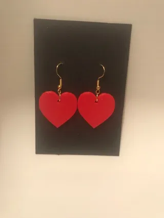 Simple Red Heart Earrings