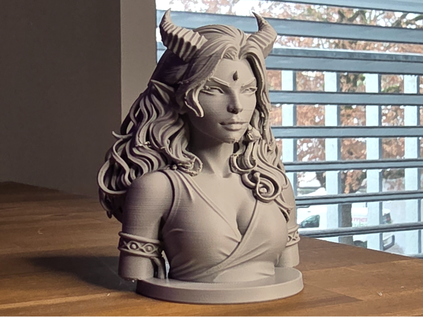 Horned Girl with Curly Hair