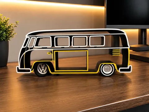 Letrero o emblema decorativo: VW Kombi 1967 Inspired Silhouette Desk Decor — referencia de MakerWorld