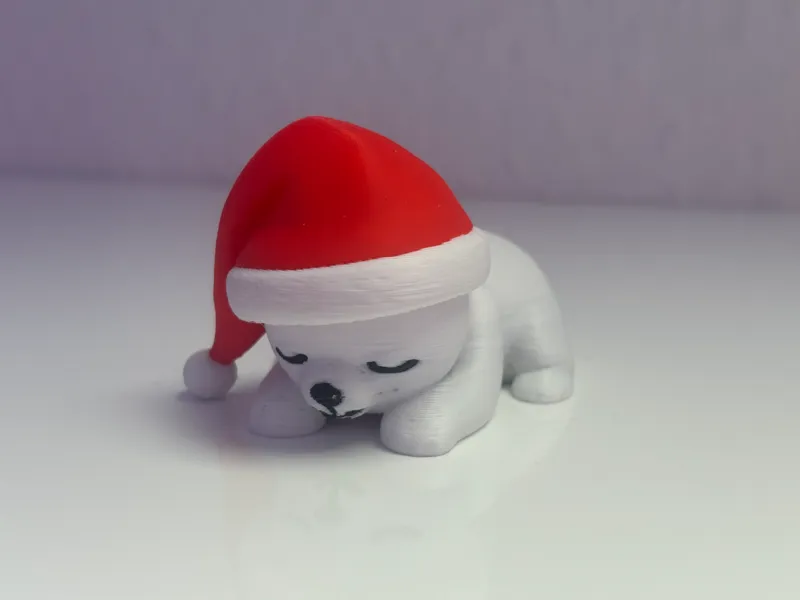 Cute sleepy Polar Bear with Christmas Hat