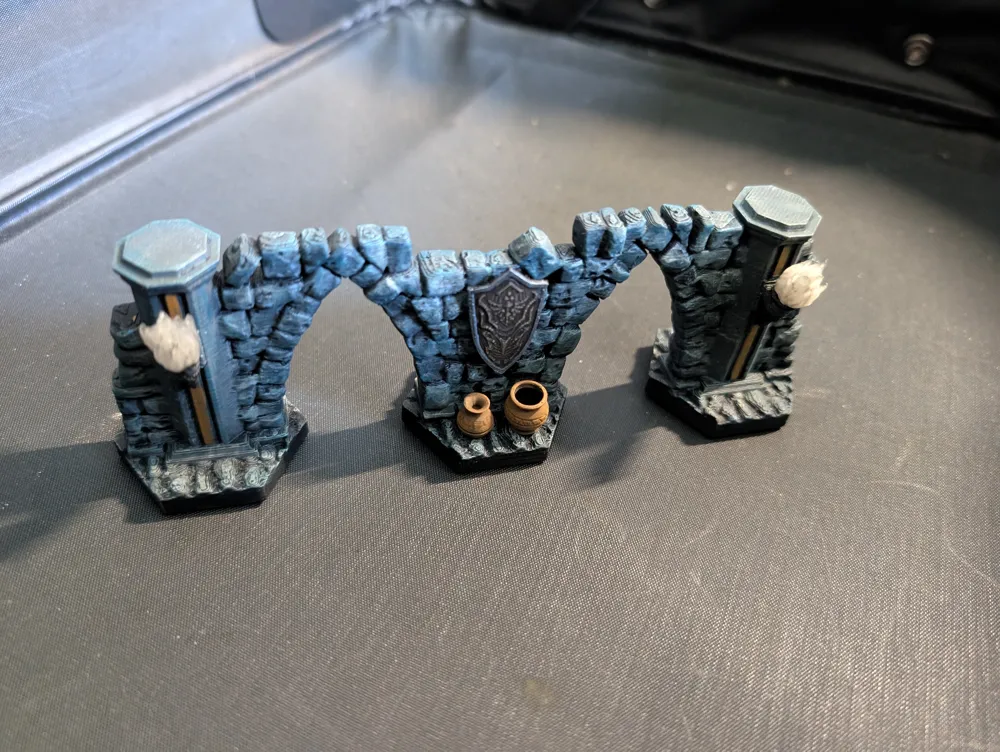 Maghex Riser MagHex dungeon wall with LED torches Remixed by ShaoLinc MakerWorld ...