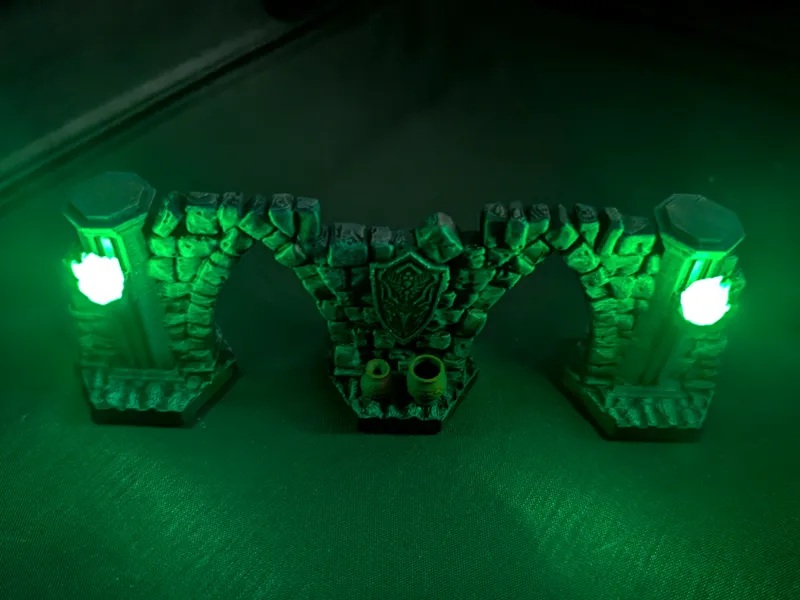 MagHex dungeon wall with LED torches