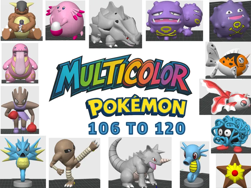 Multicolor Pokemon 106 to 120 (Gen 1)