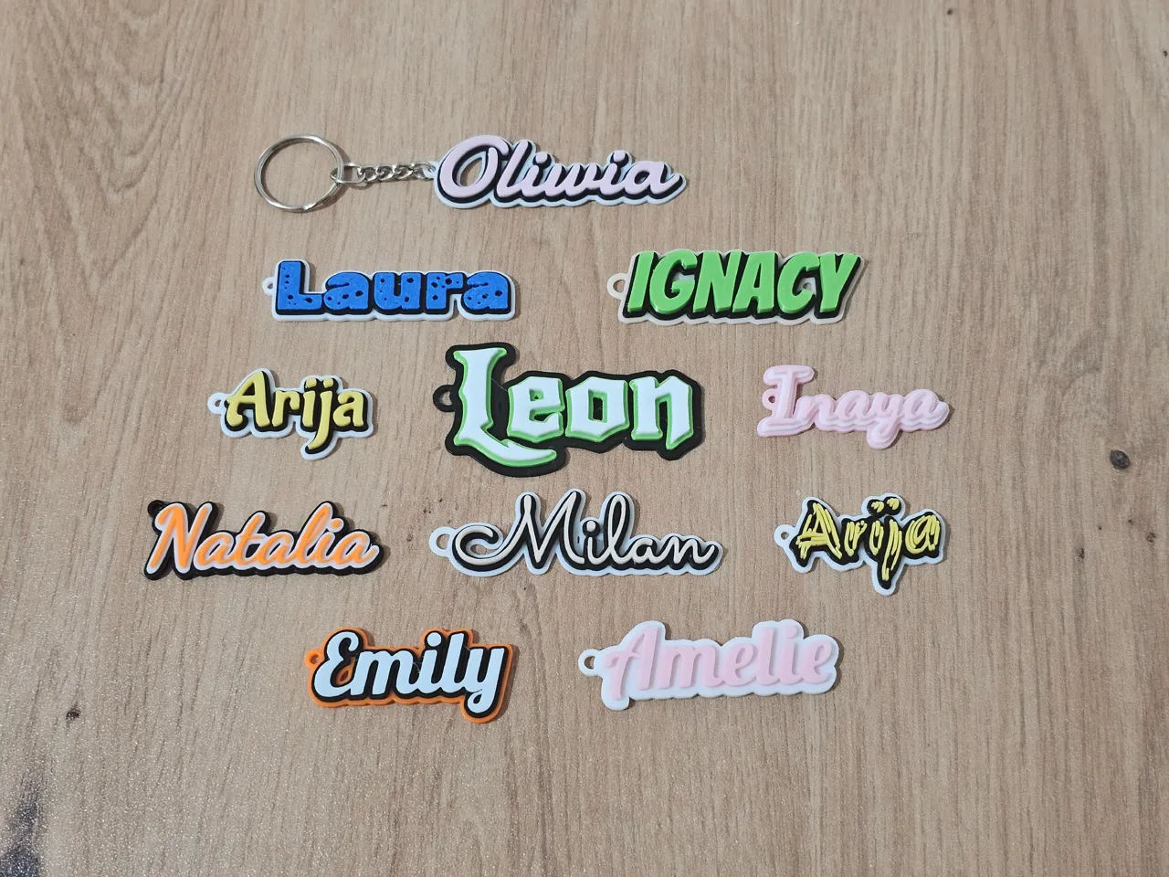 Customizable name keychain, name tag view 2
