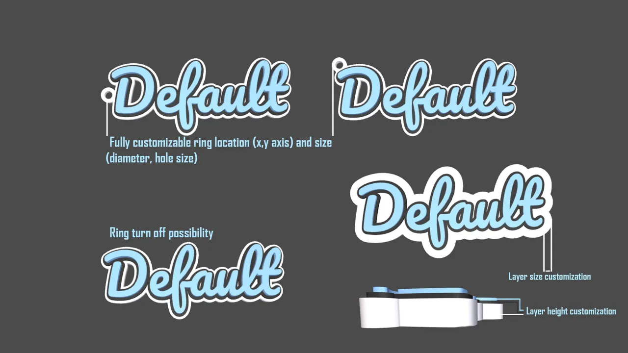 Customizable name keychain, name tag view 4